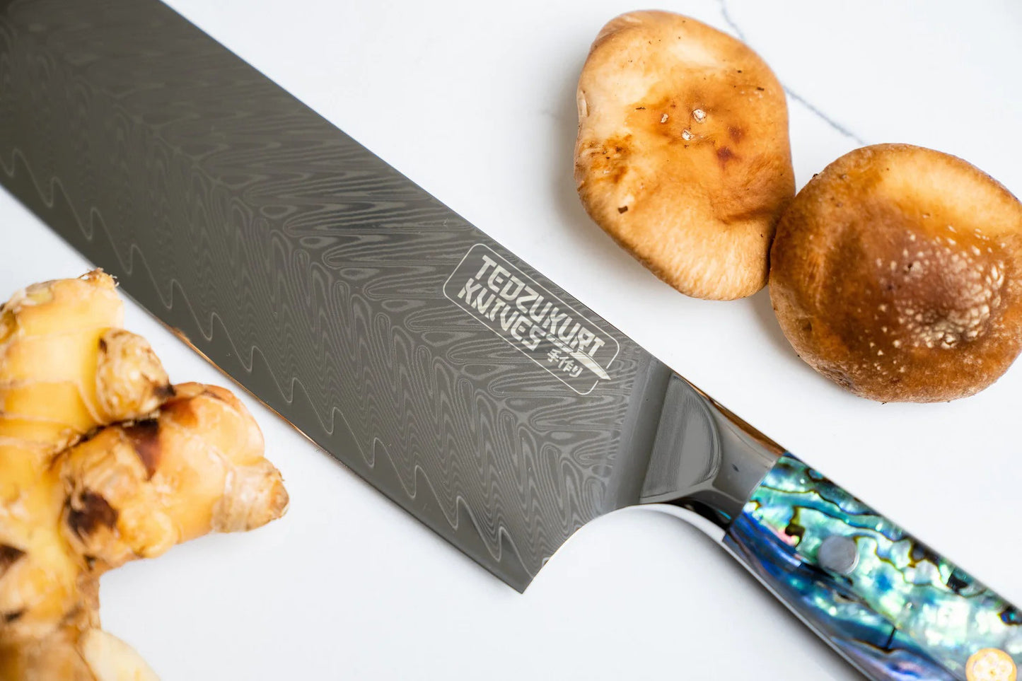 Awabi 5 Piece Set - 67 Layer Damascus with Abalone + Acrylic