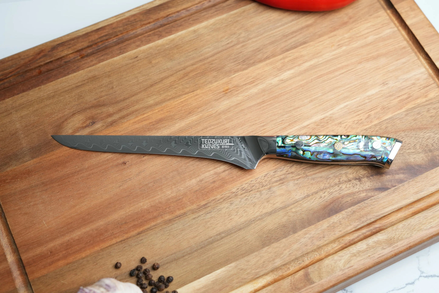 Awabi 67 Layer Japanese Damascus with Abalone + Acrylic - Individual Knives