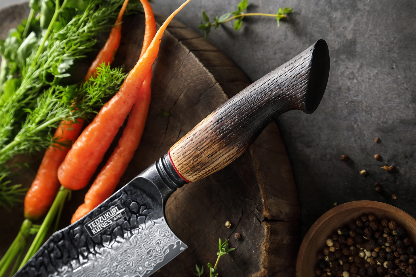 Yaki-Nara 216mm 67 Layer Japanese Damascus with Burnt Oak Chef Knife
