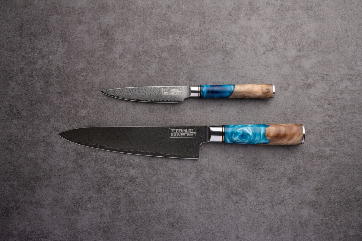 Enkei Japanese Damascus Knife Set (2-Piece)