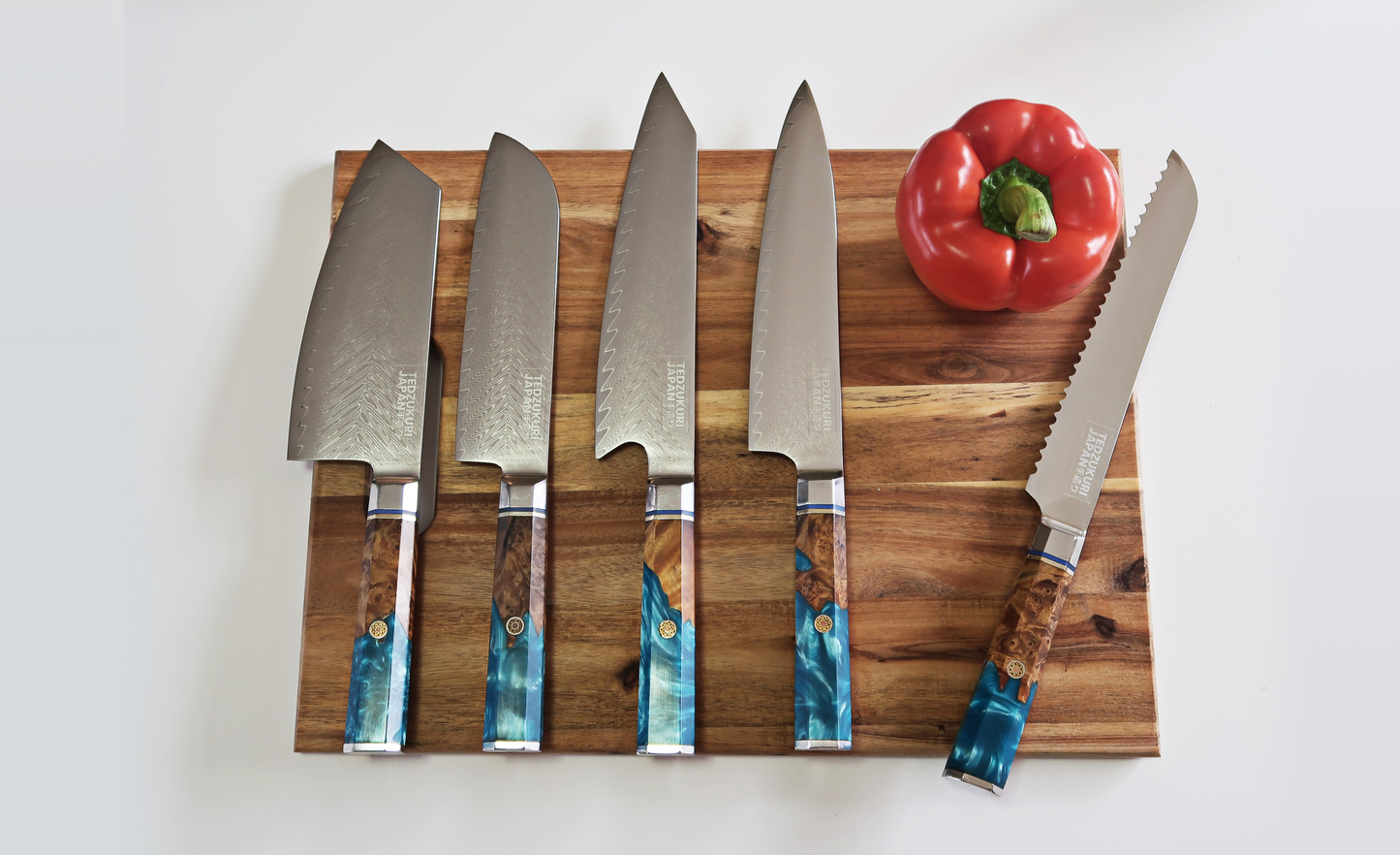 Kaigan 67 Layer Japanese Damascus with Burlwood + Acrylic - Individual Knives