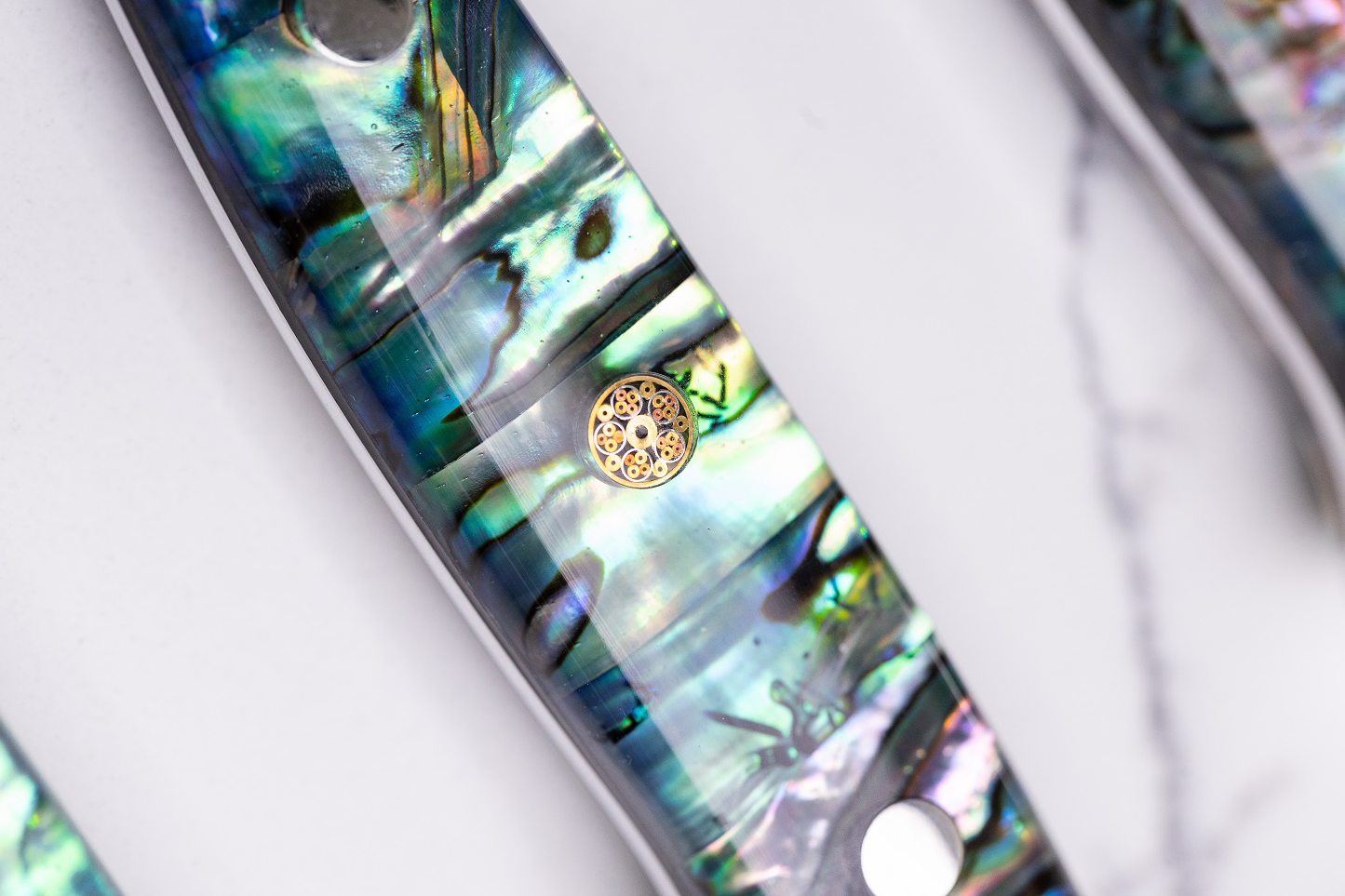 Awabi Steak Knives - 67 Layer Japanese Damascus with Abalone + Acrylic