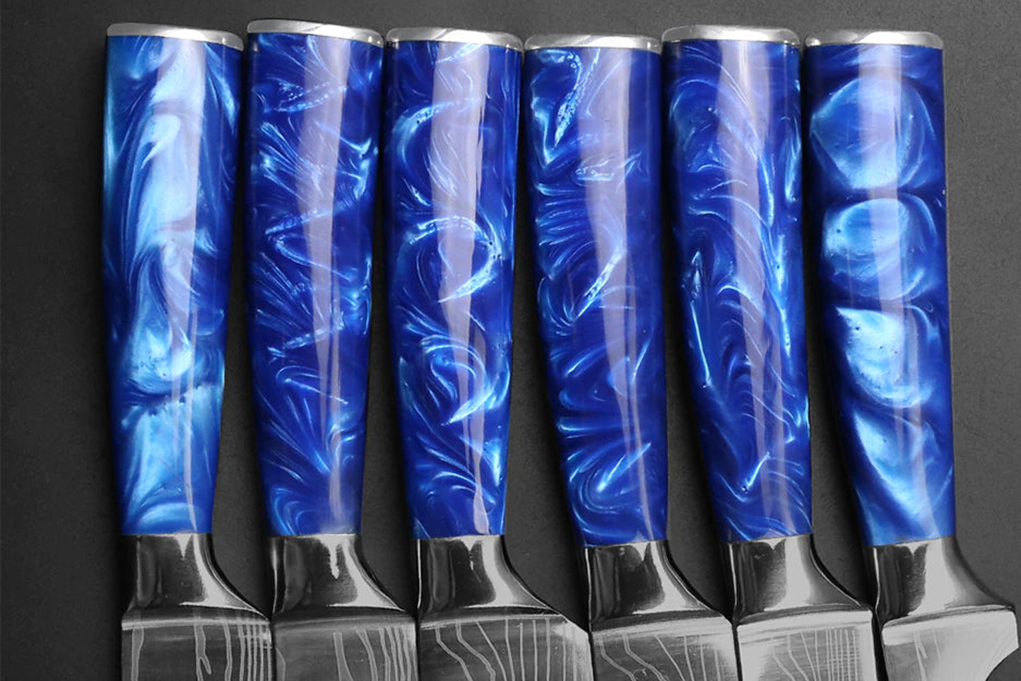 Epokishi 3,5 & 7 Piece Set - High Carbon Stainless Steel with Blue Acrylic