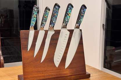 Awabi 5 Piece Set - Stainless Steel Blades with Abalone + Acrylic Handles