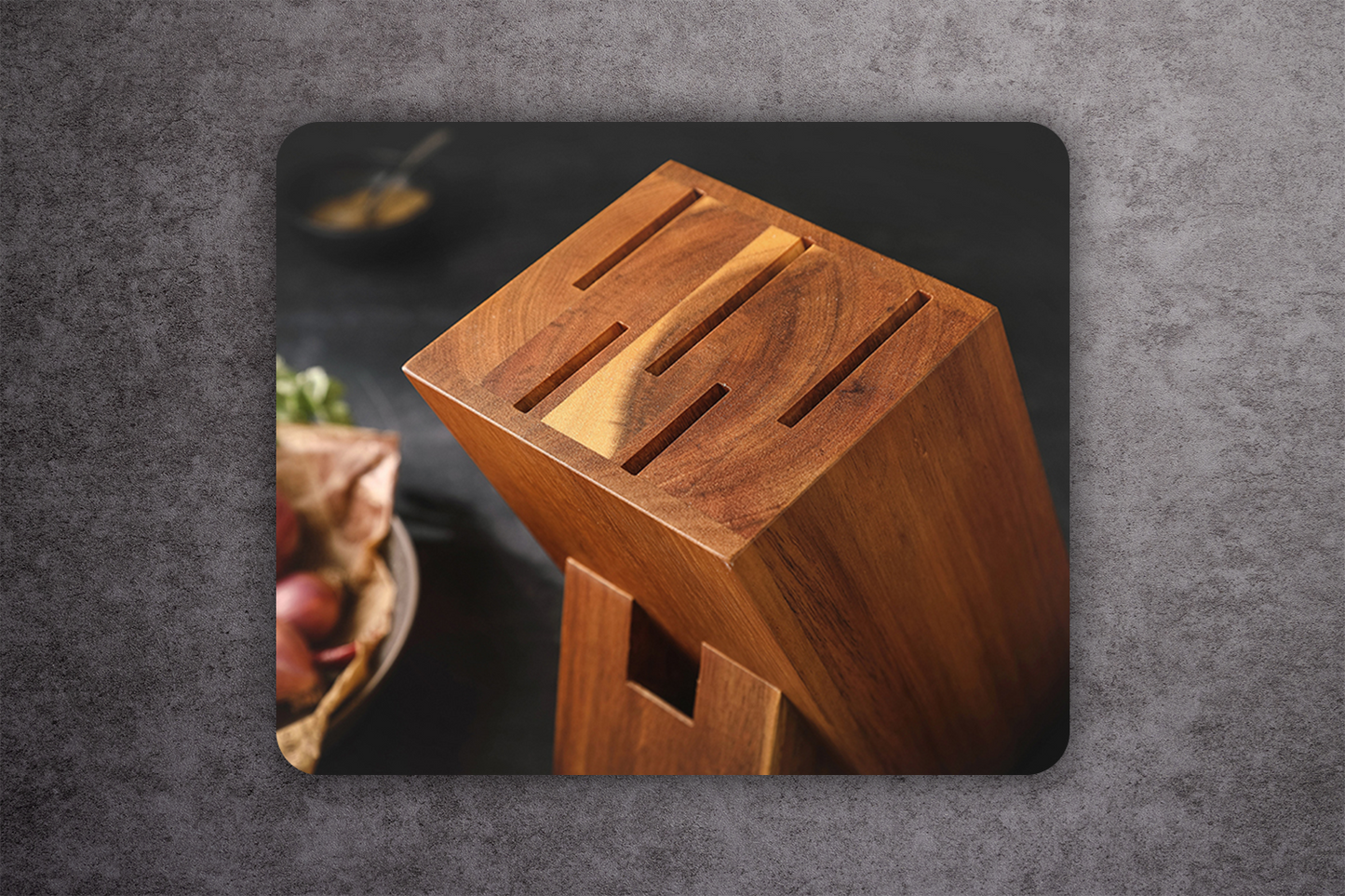 6 Slot Acacia Wood Angled Knife Block