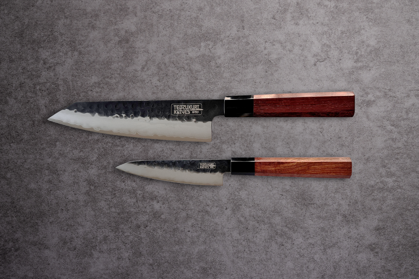 Tetsuha Kritsuke Bunka 2 Piece 3-layer 10Cr15CoMoV with Red wood + Buffalo Horn Set