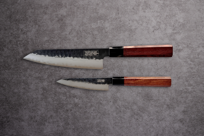 Tetsuha Kritsuke Bunka 2 Piece 3-layer 10Cr15CoMoV with Red wood + Buffalo Horn Set