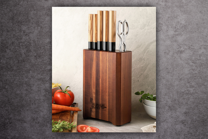 6 Slot Acacia Wood Rectangle Knife Block