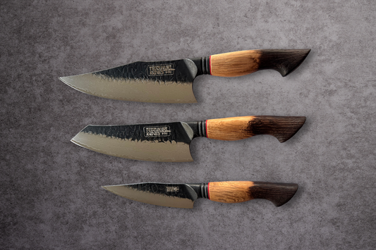 Yaki-Nara 3 Piece 67 Layer Japanese Damascus with Burnt Oak Set