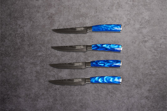 Epokishi High Carbon Stainless Steel with Blue Acrylic - Steak Knives