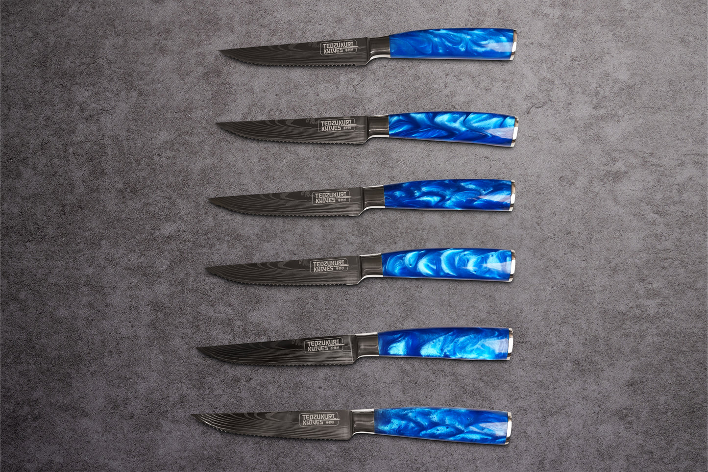 Epokishi High Carbon Stainless Steel with Blue Acrylic - Steak Knives