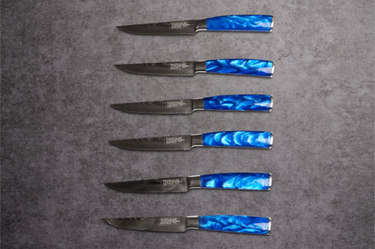 Epokishi High Carbon Stainless Steel with Blue Acrylic - Steak Knives