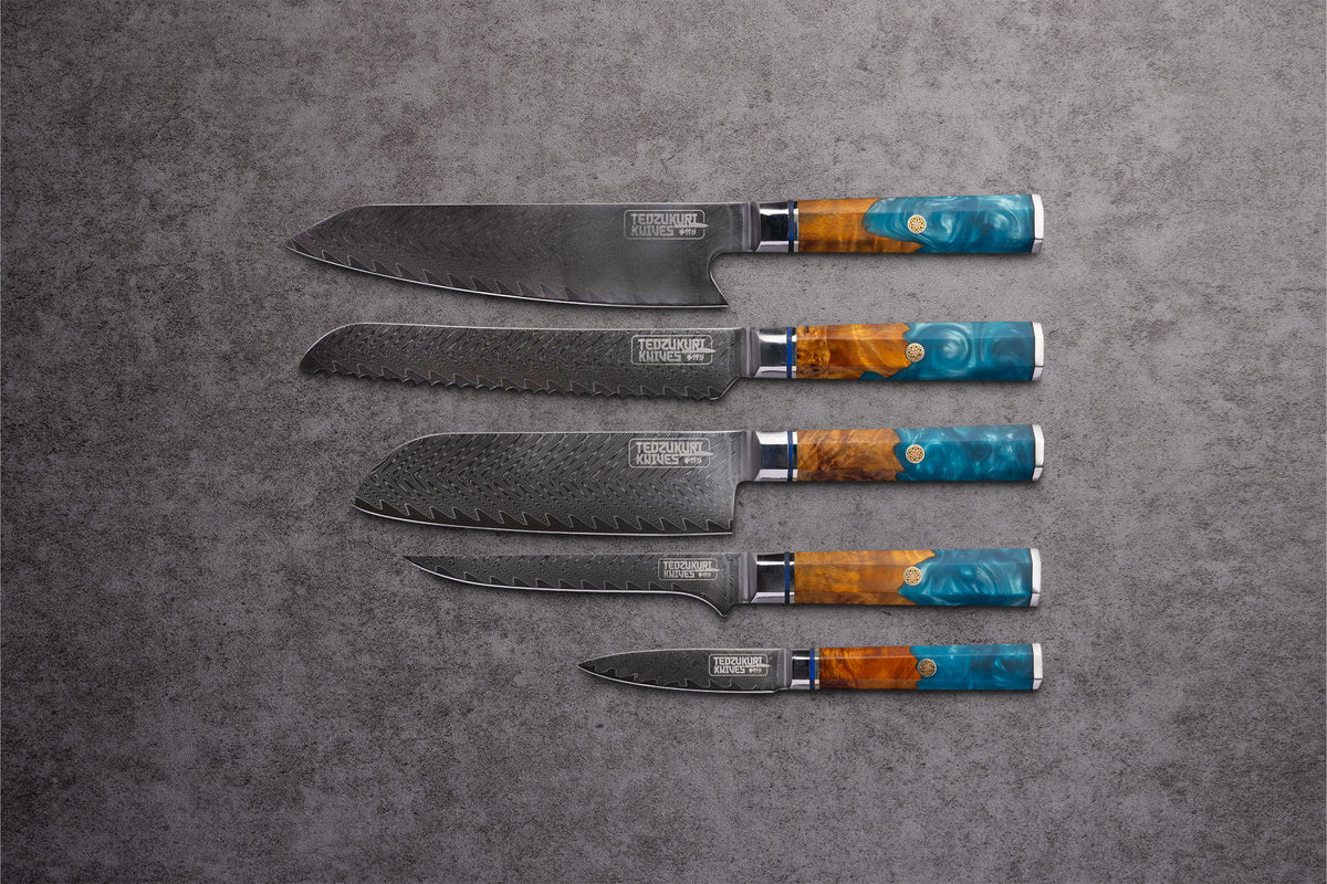 Kaigan Damascus Knife Set (5-Piece)