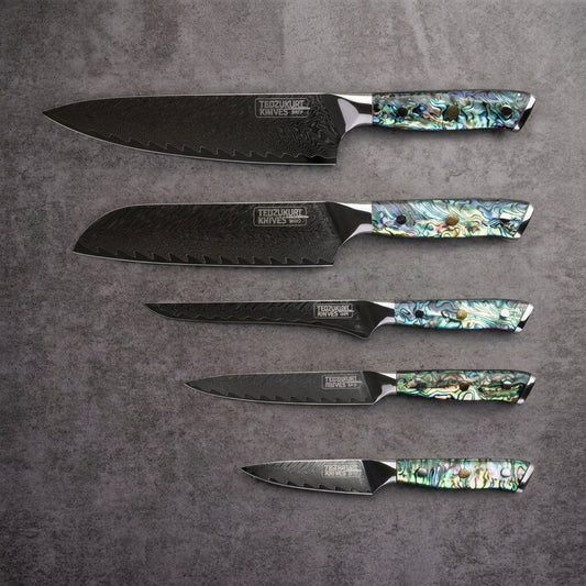 Awabi Damascus Knife Set (5-Piece)