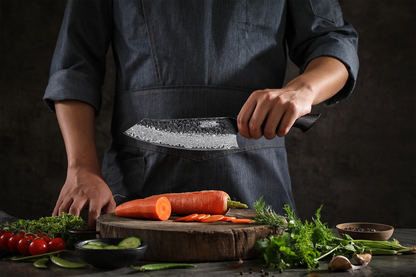 Yaki-Nara 190mm 67 Layer Japanese Damascus with Burnt Oak Santoku Knife