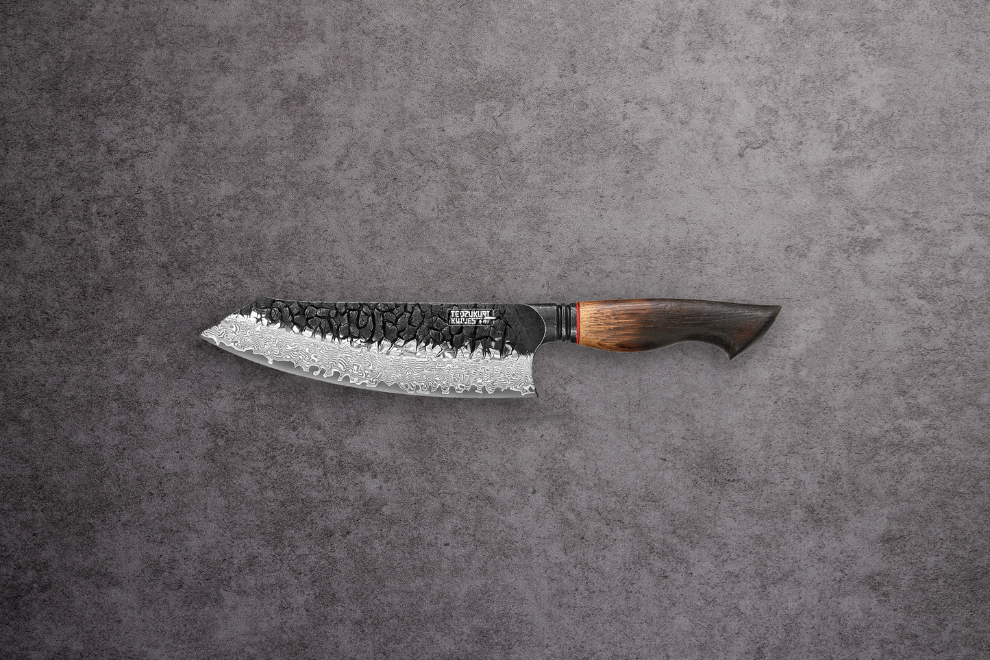 Yaki-Nara 190mm 67 Layer Japanese Damascus with Burnt Oak Santoku Knife