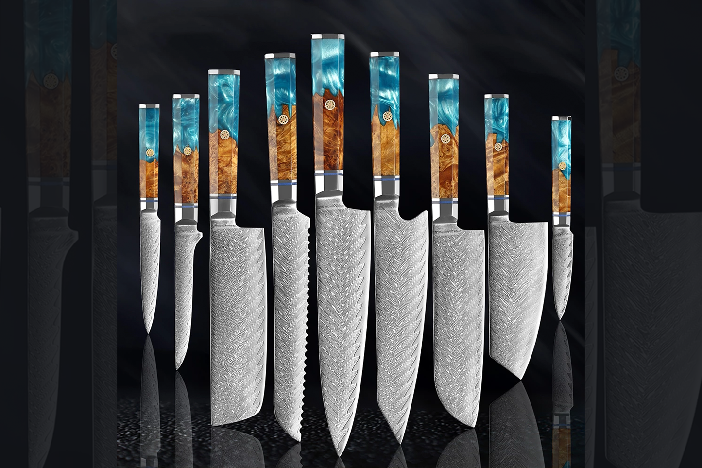 9 Piece Japanese Kitchen Knives Set 