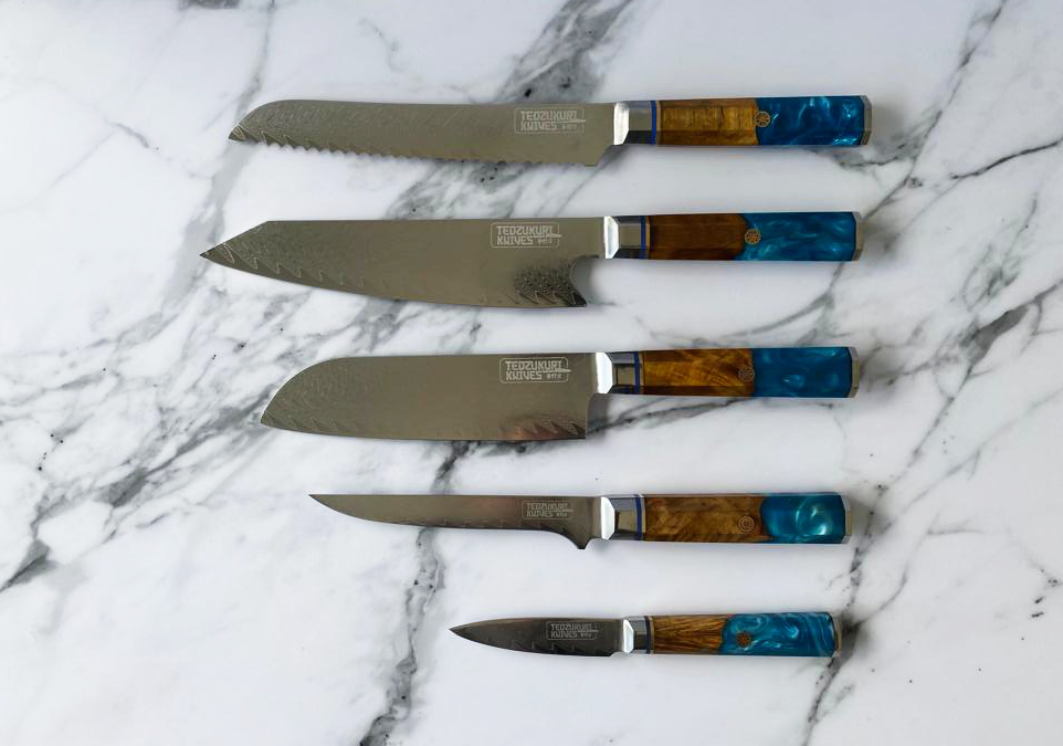 9 Piece Japanese Chef Knife Set With VG10 Steel Core